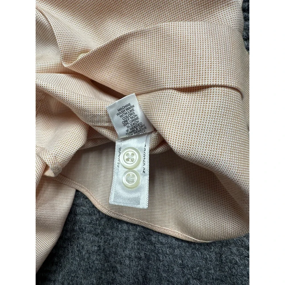 Banana Republic Dress Shirt Mens 16.5 Pink Non Iron Slim Fit Long Sleeve Check‎